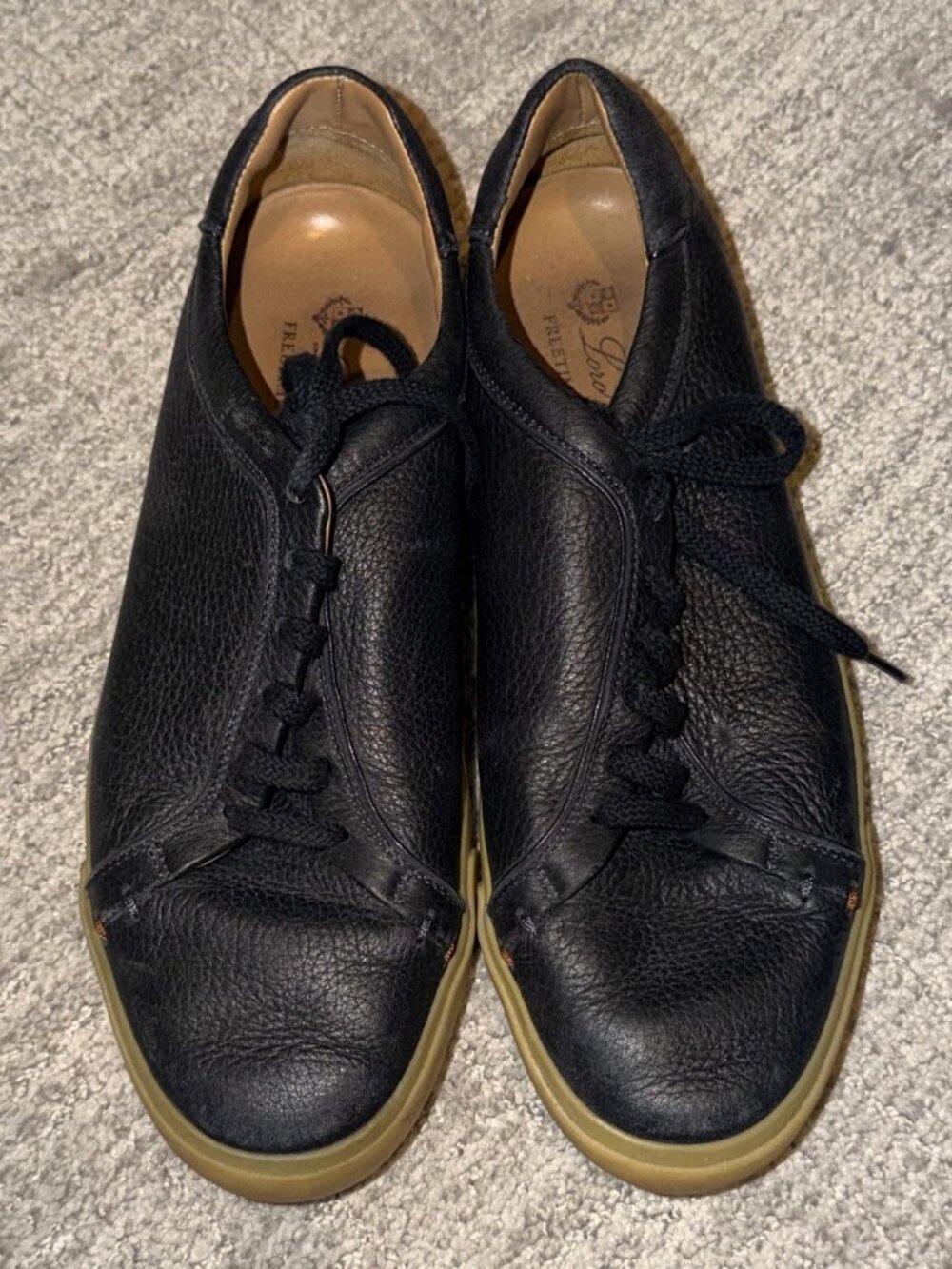 Loro Piana Freetime Black Leather Lace-Up Sneakers EU 41